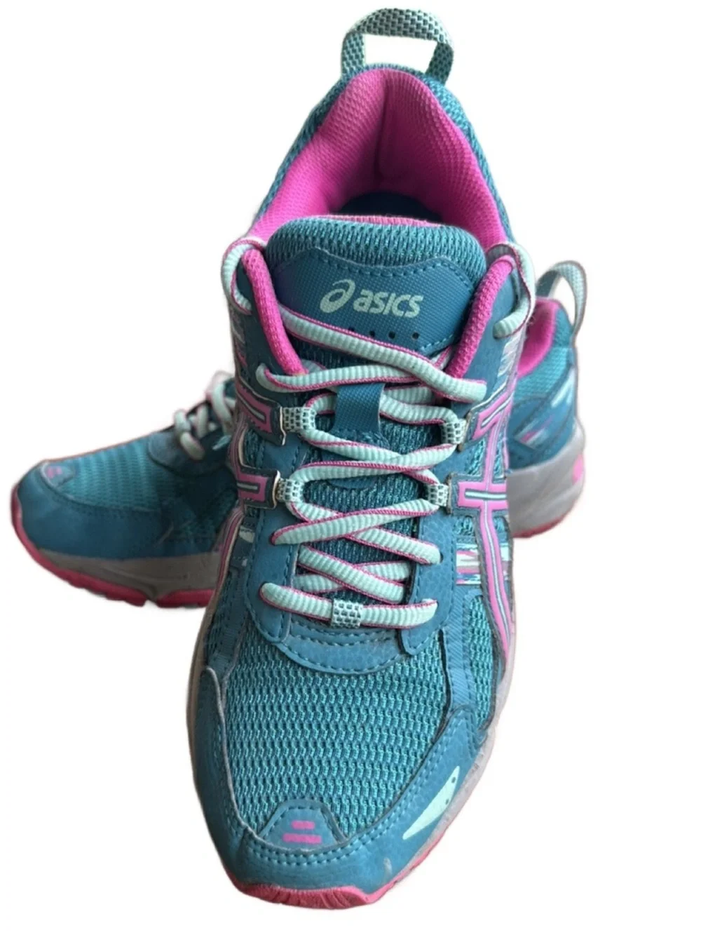 Asics Women's Teal and Pink Athletic Running Shoes